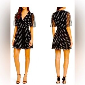 Alice & Olivia Sandra Embroidered Wrap Dress Black Daisy $400 Size 14 XL